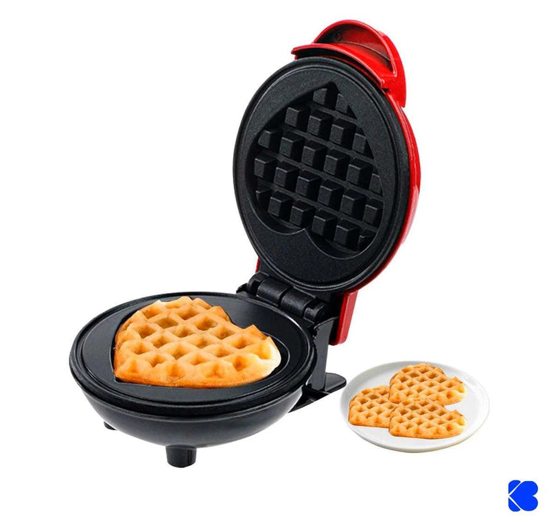 Mini Máquina de Waffles Elétrica em Forma de Coração - KLIQSHOP